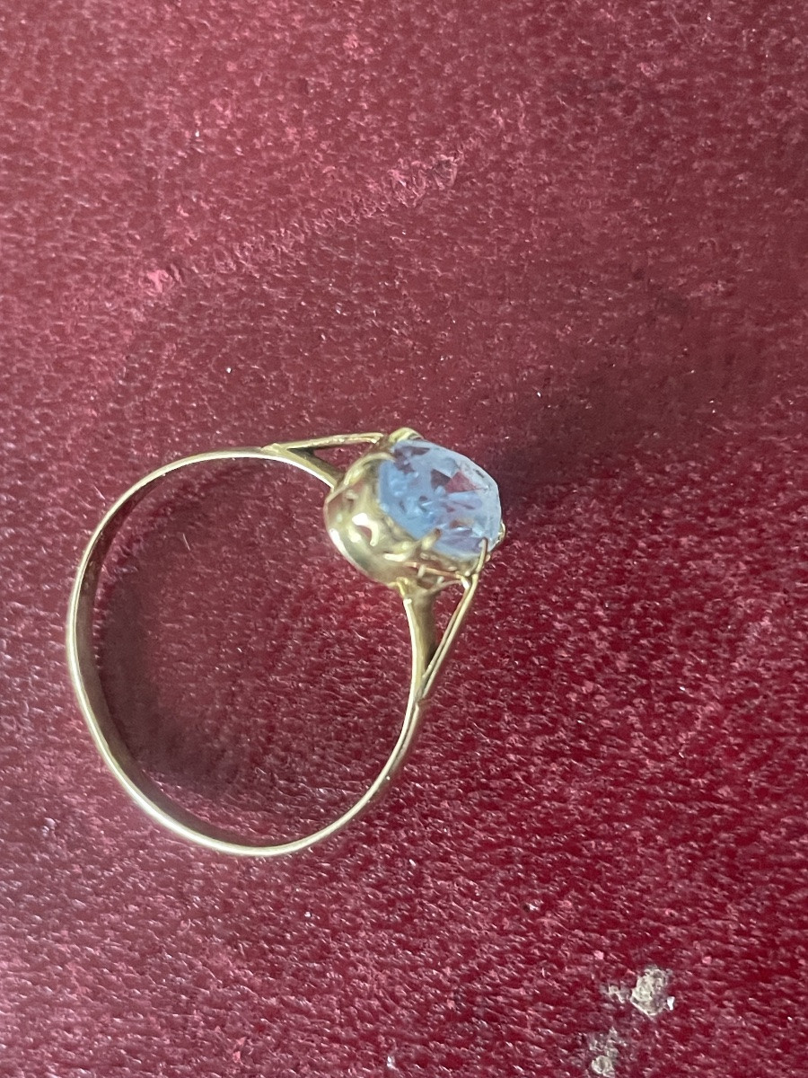 Gold And Aquamarine Shuttle Ring -photo-4