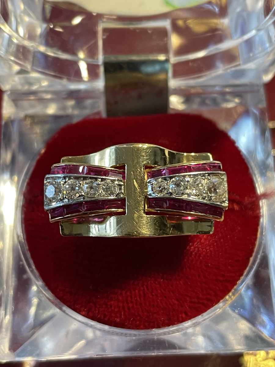 Art Deco Gold Tank Ring 