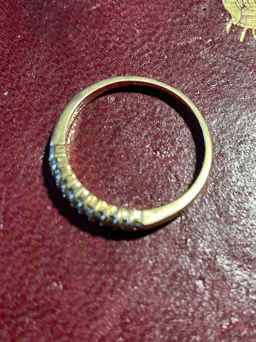 Bague or demi alliance brillants -photo-4