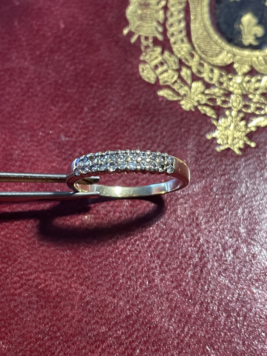 Bague or demi alliance brillants 