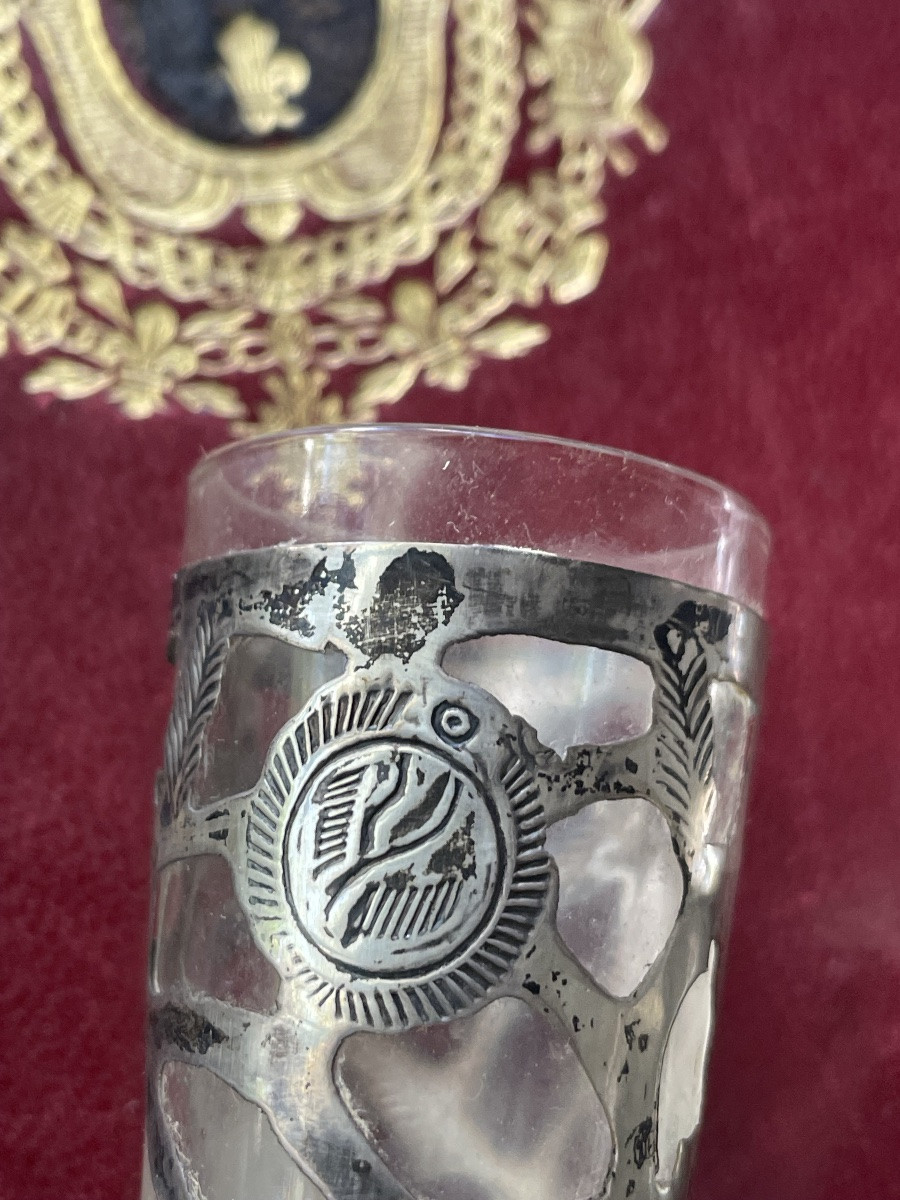 Série de six verres à liqueurs argent et verre -photo-4