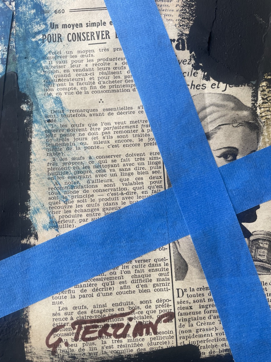 Collages journaux  et huile de Terzian Georges -photo-4