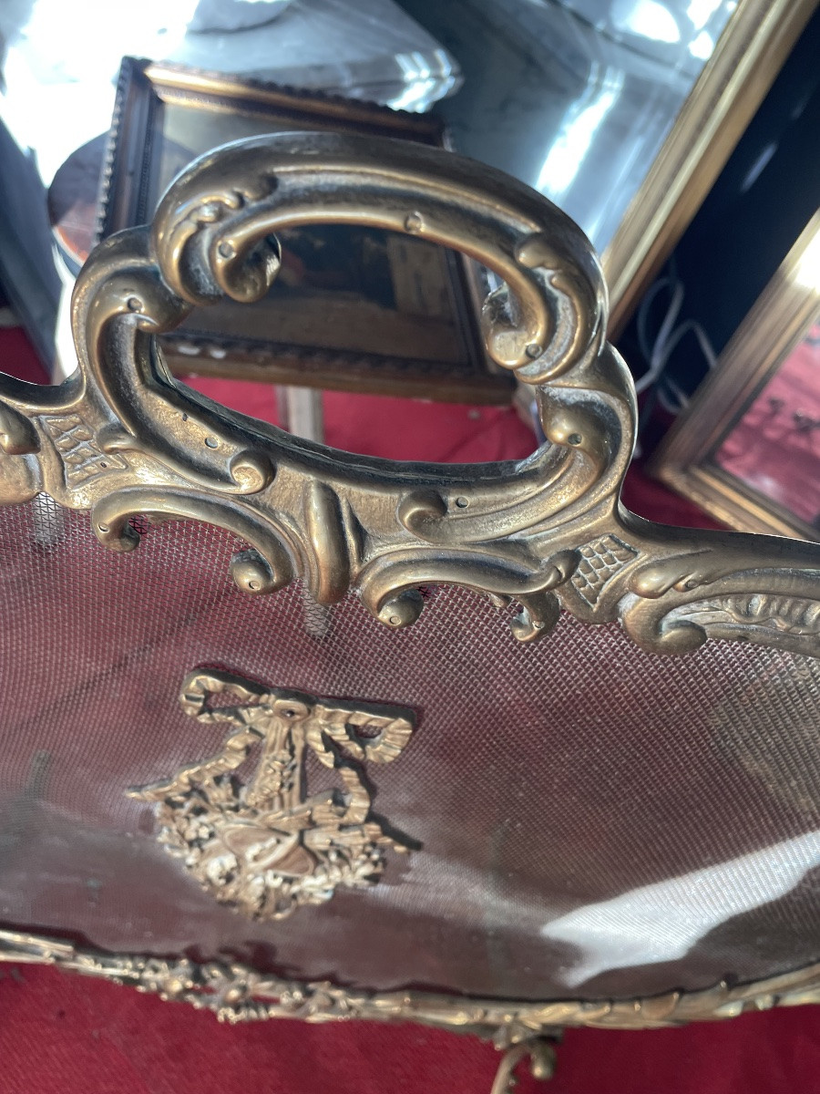 Pare feu XIX eme bronze doré -photo-2