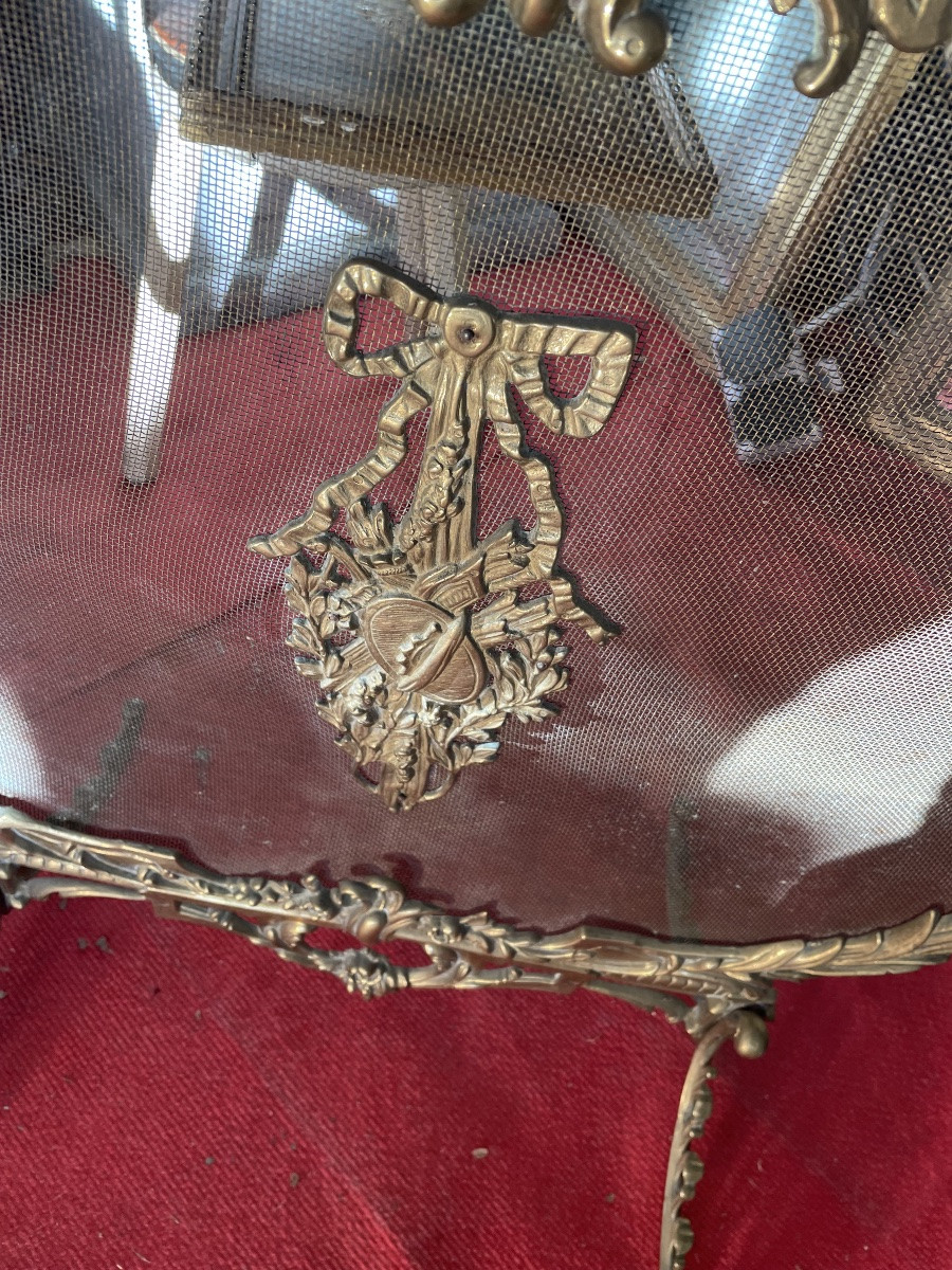 Pare feu XIX eme bronze doré -photo-3