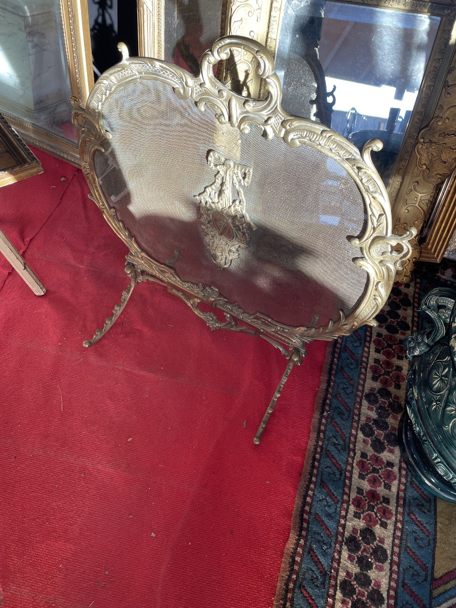 Pare feu XIX eme bronze doré -photo-1