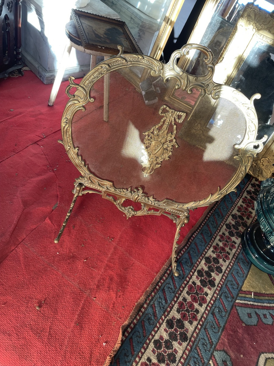 Pare feu XIX eme bronze doré -photo-2