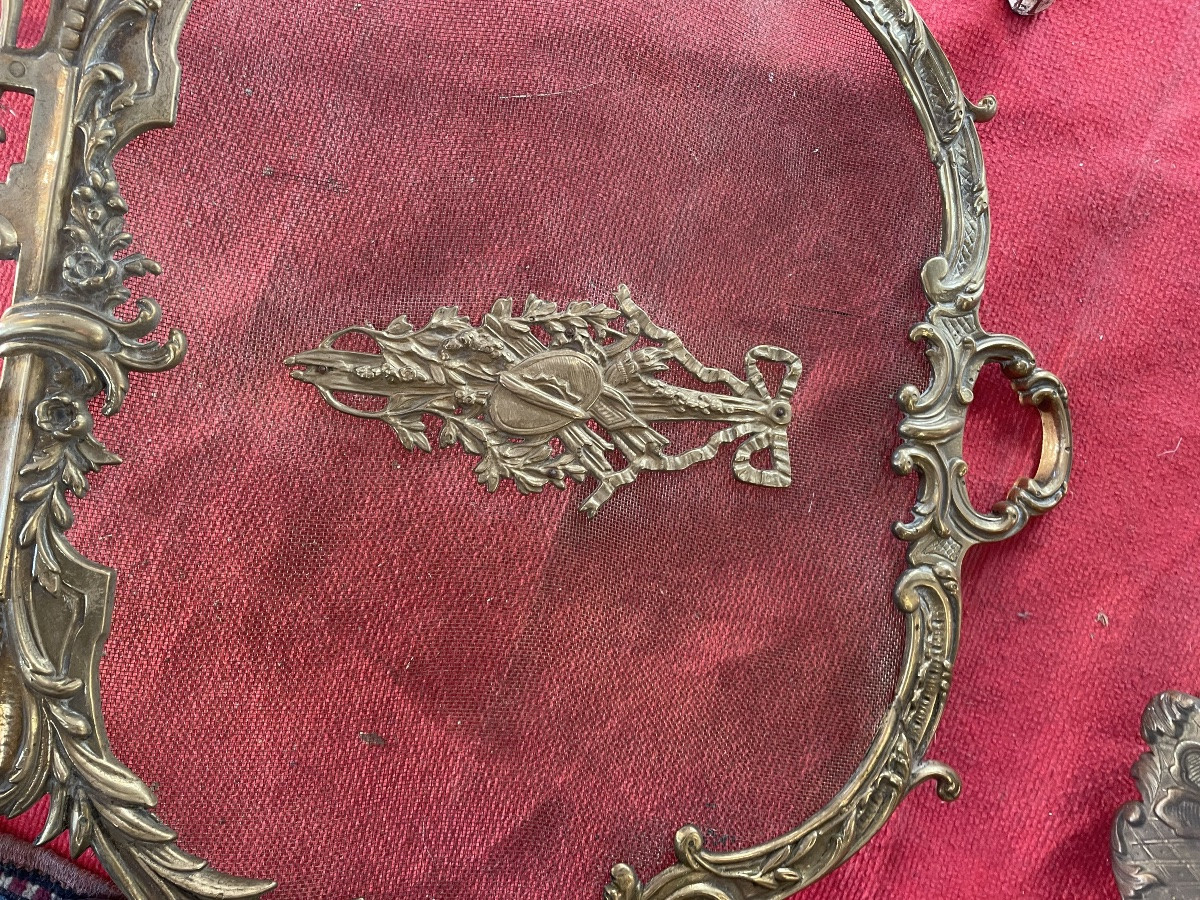 Pare feu XIX eme bronze doré -photo-4