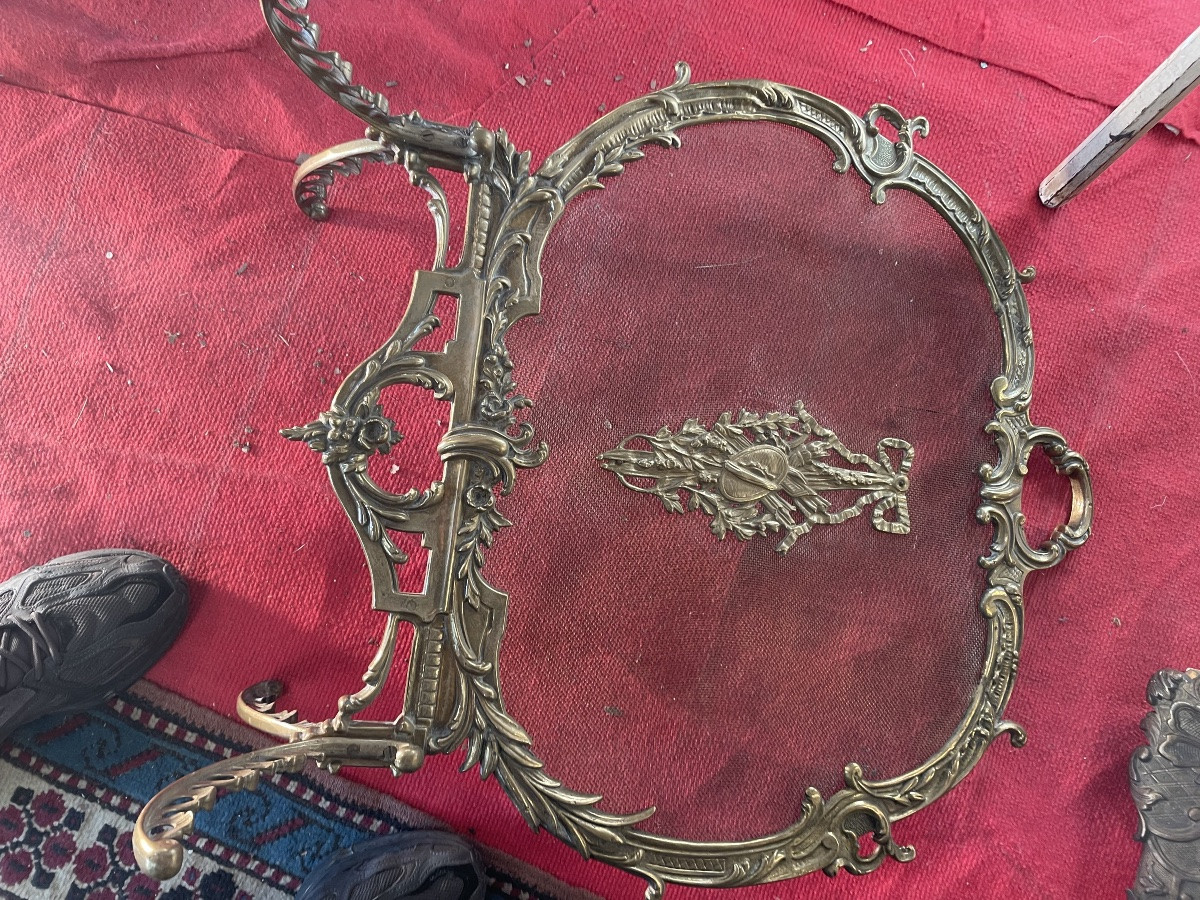 Pare feu XIX eme bronze doré -photo-6