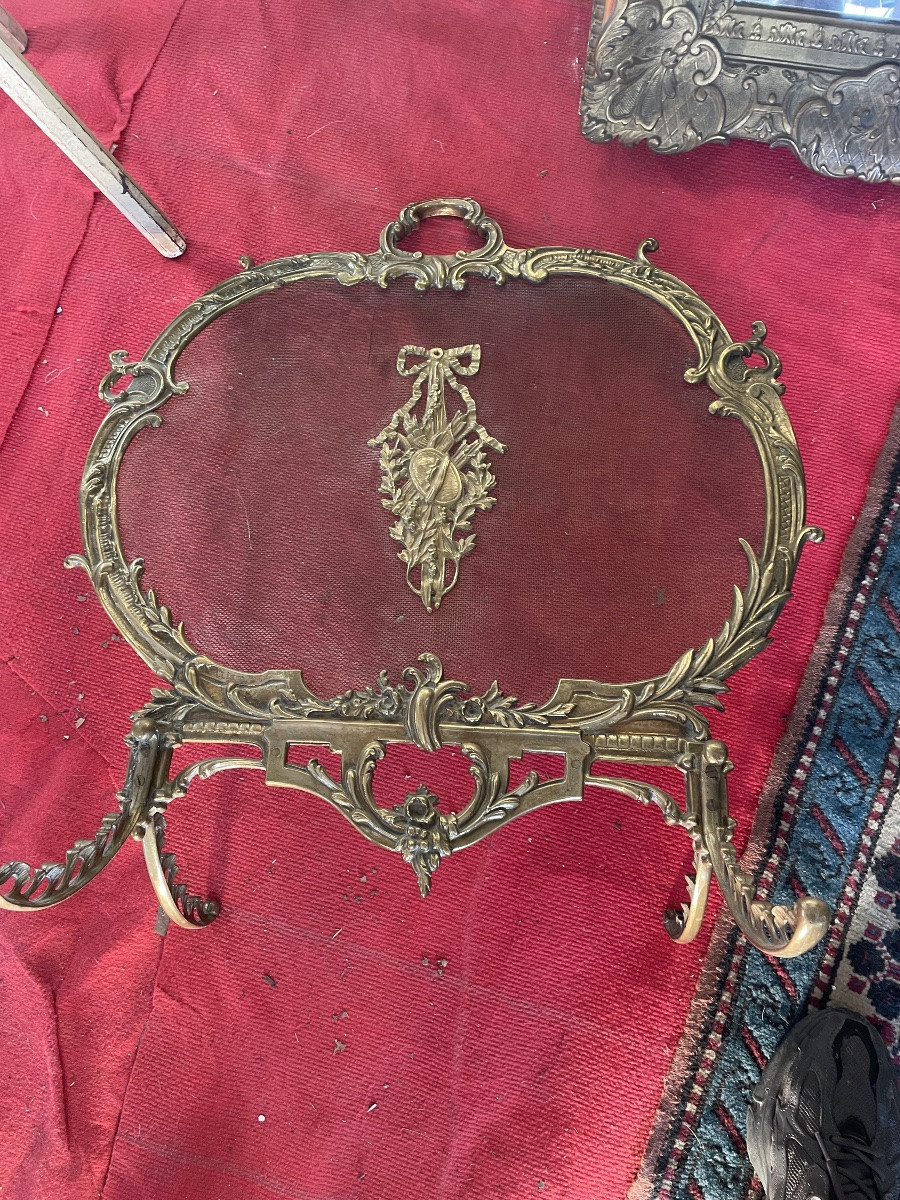 Pare feu XIX eme bronze doré -photo-8