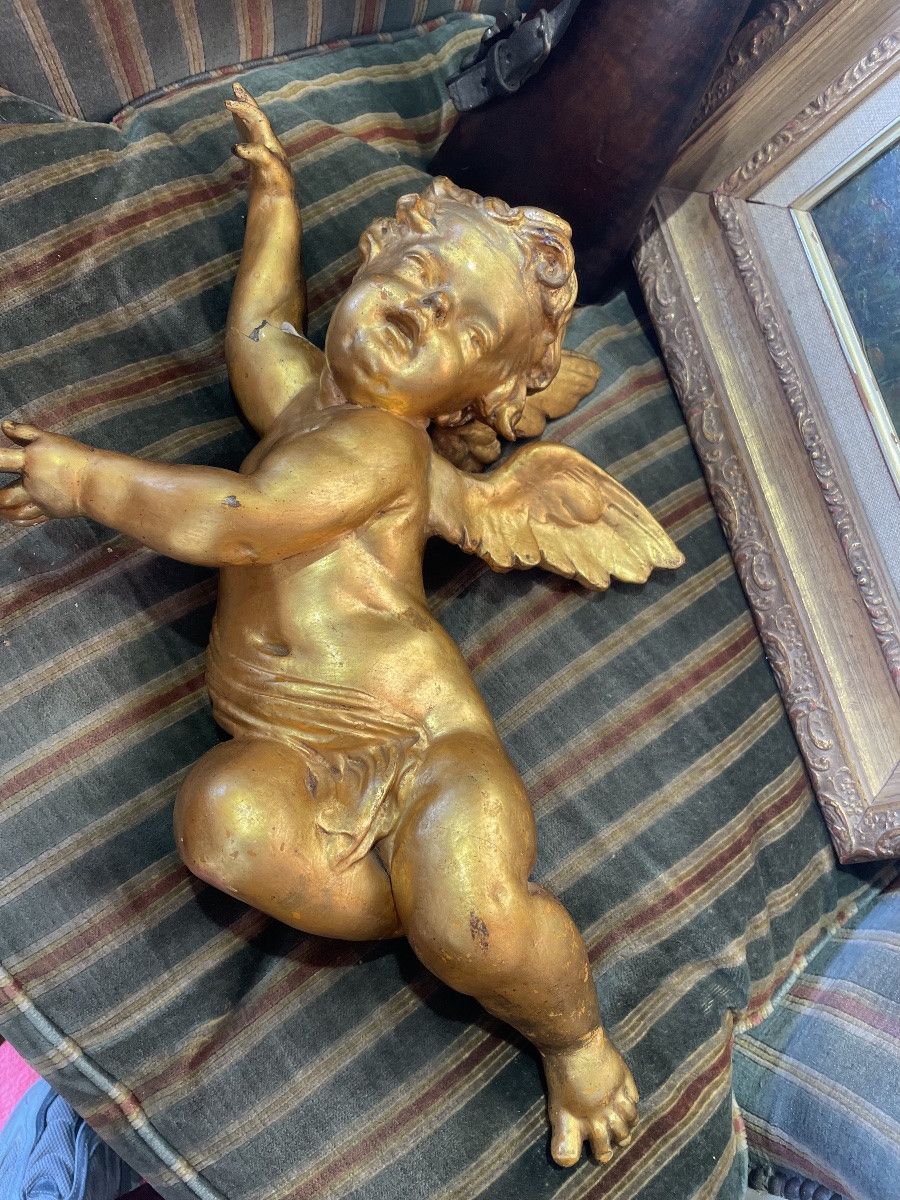 Grand angelot  bois doré -photo-3