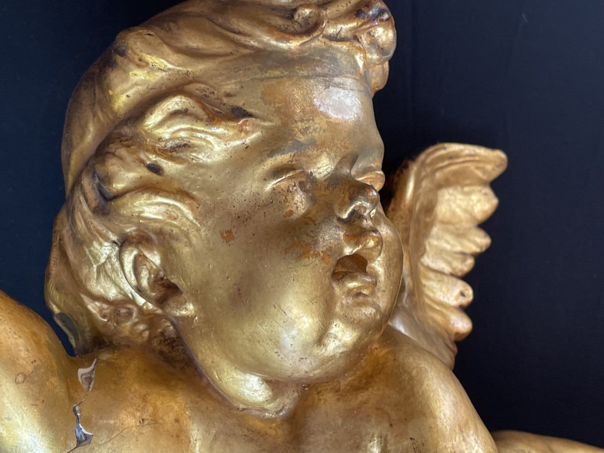 Grand angelot  bois doré -photo-8