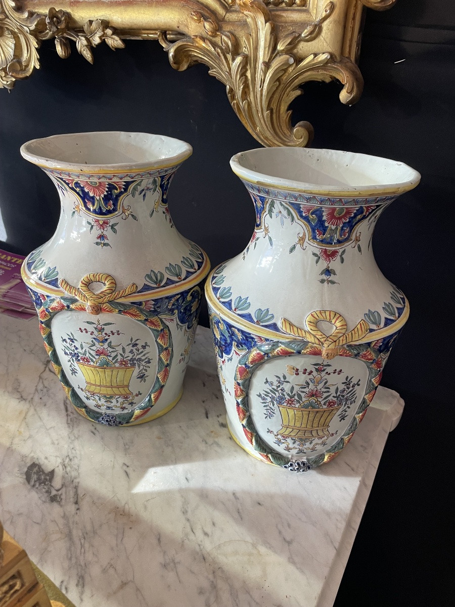 Paire de vases faïence -photo-3