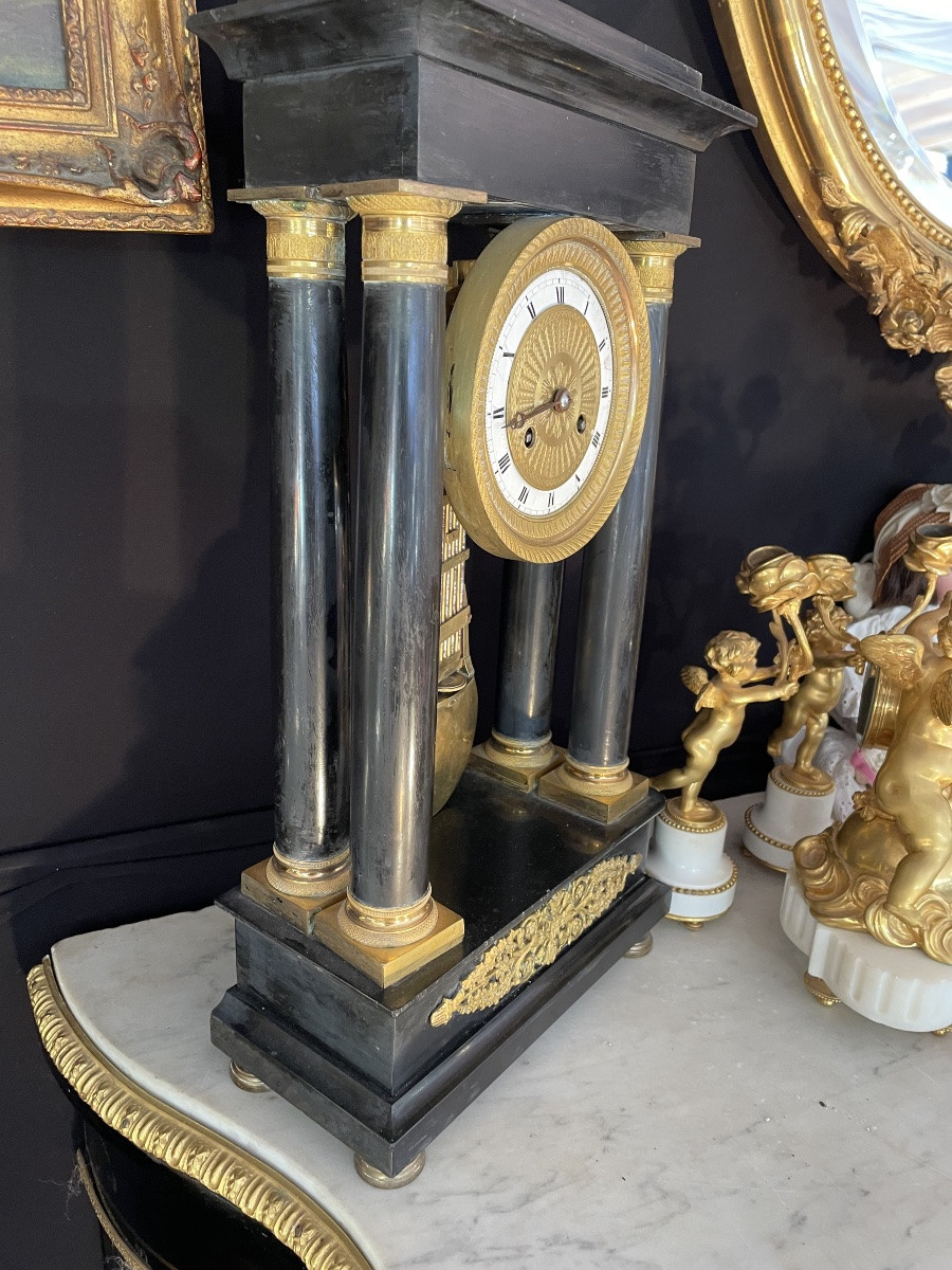 Horloge à colonnes et bronzes dorés -photo-2