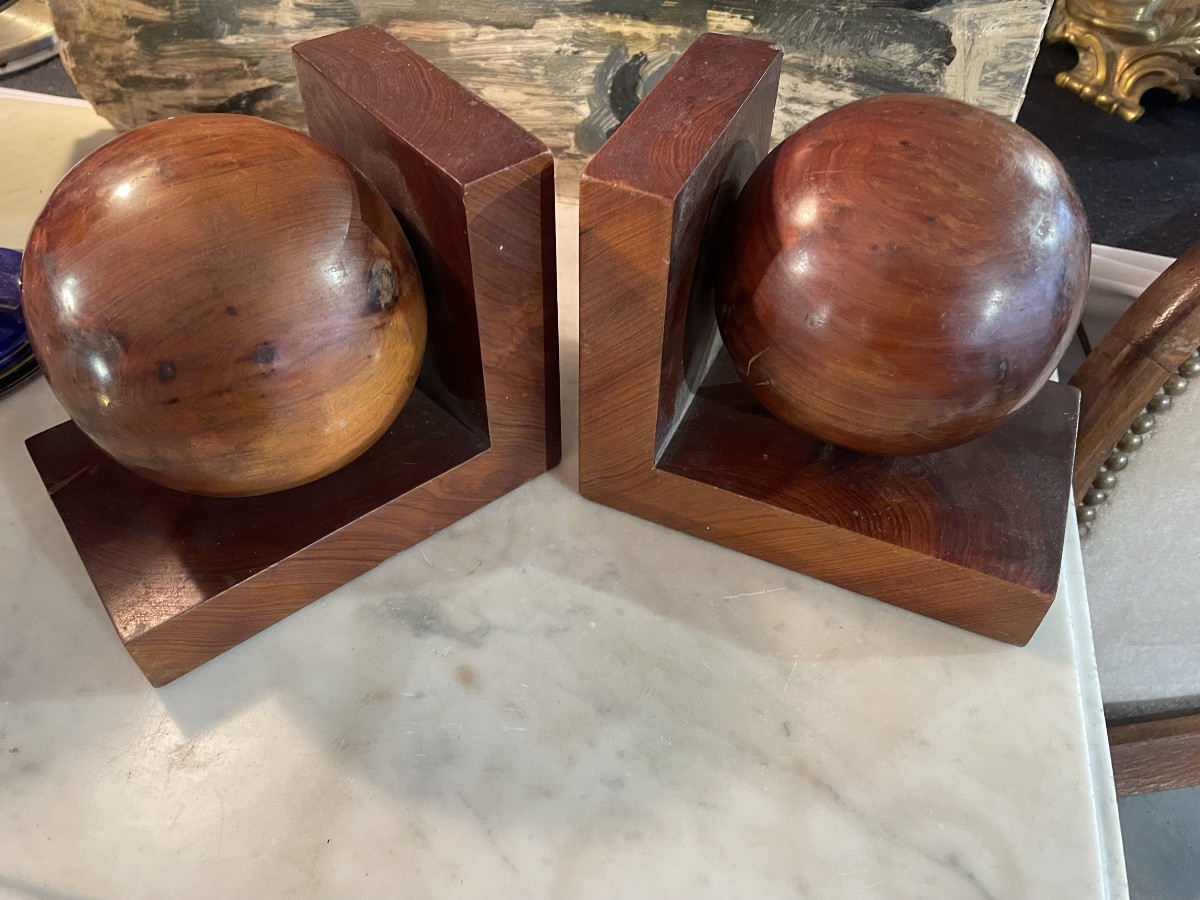 Serre livres bois Art déco -photo-3