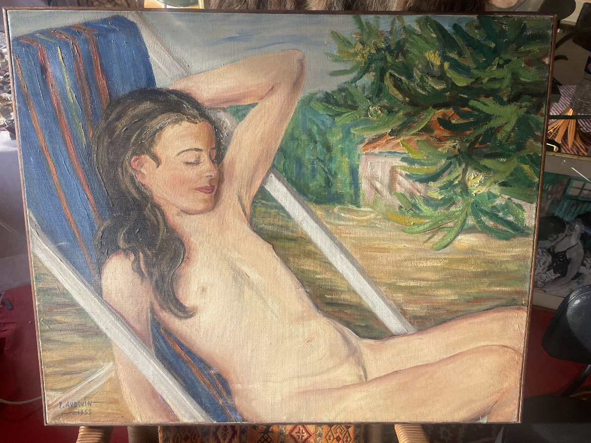 Jeune fille nue sur le transat -photo-2