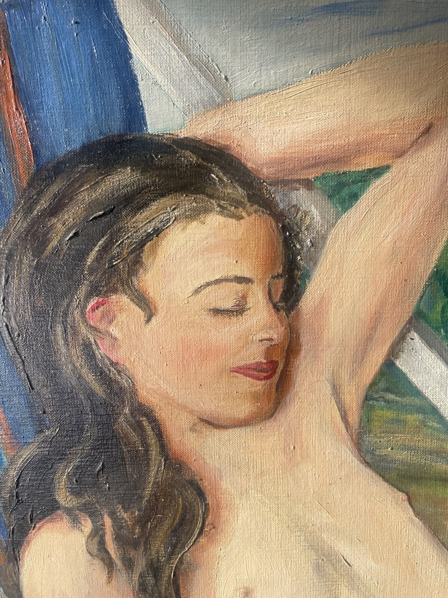 Jeune fille nue sur le transat -photo-3