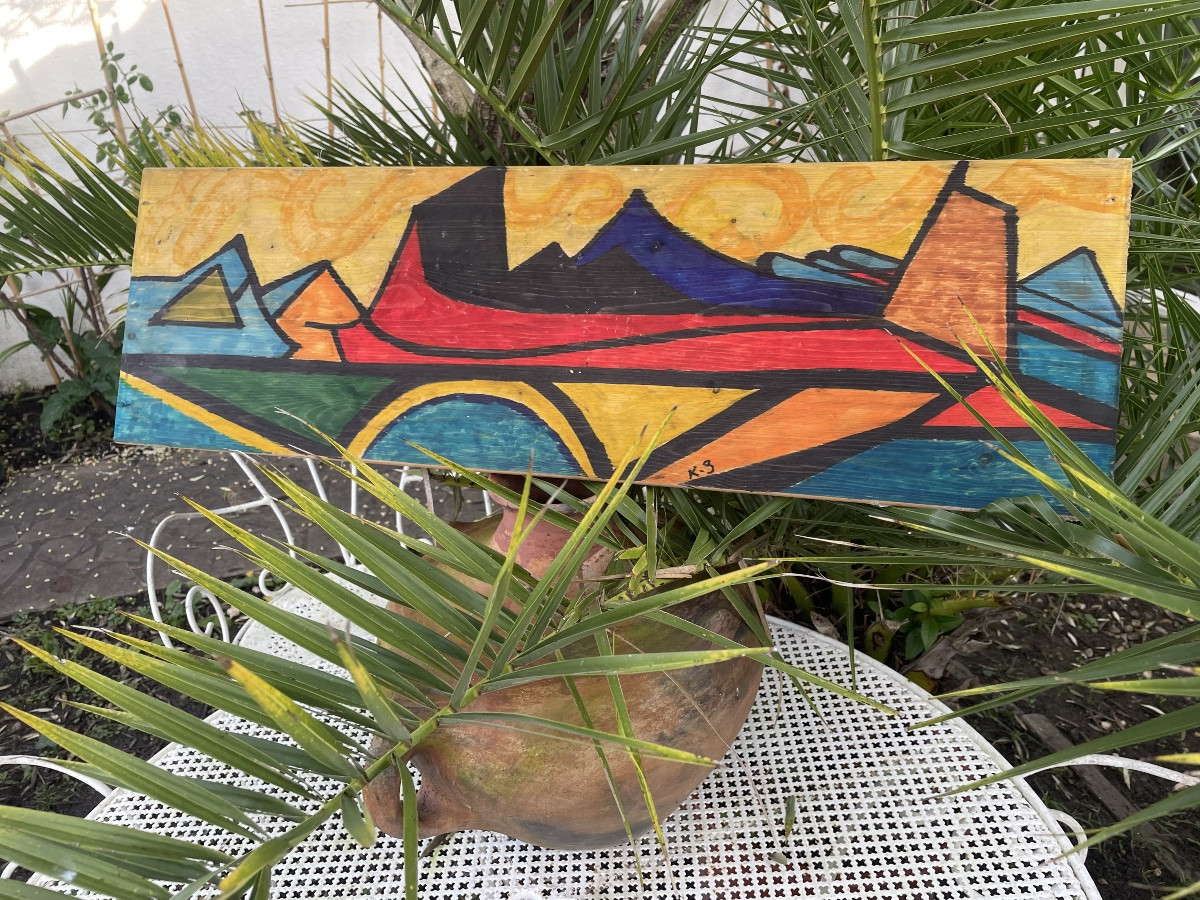 Huile sur bois de recup de KG -photo-3