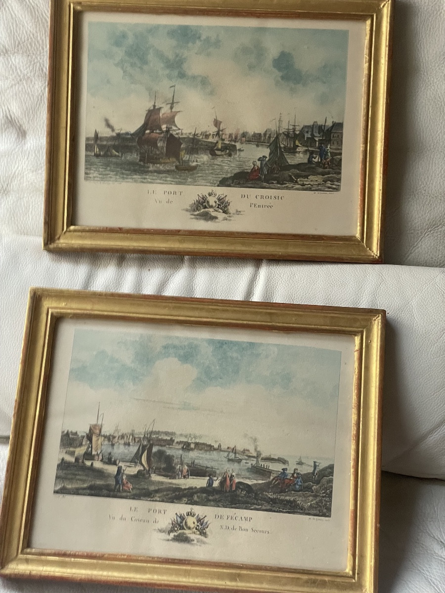 Paire de gravures du port de Fecamp et  du Croisic 