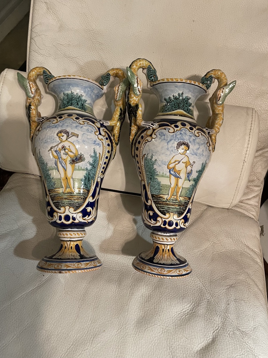 Pair Of Amphora Vases By Antoine Montagnon -photo-2