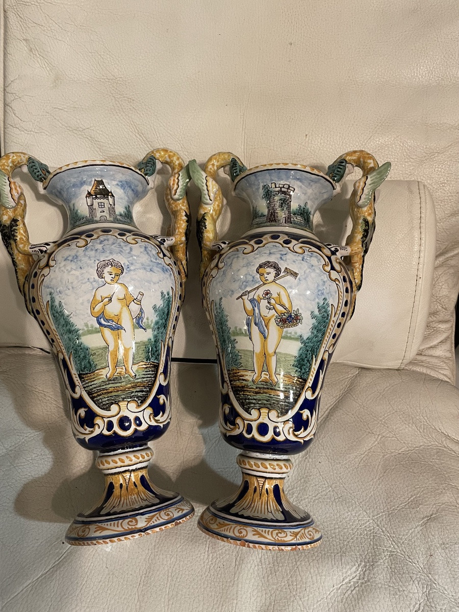 Pair Of Amphora Vases By Antoine Montagnon -photo-3