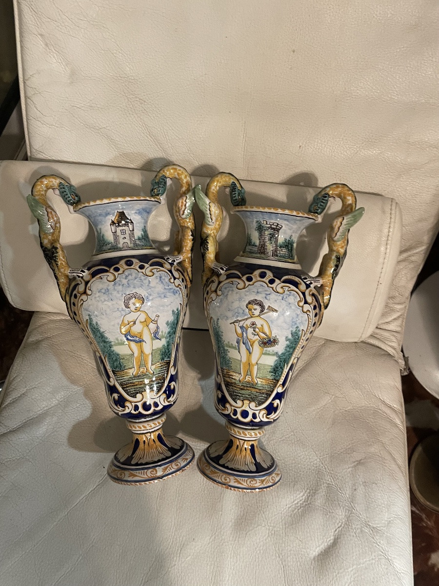 Pair Of Amphora Vases By Antoine Montagnon -photo-4