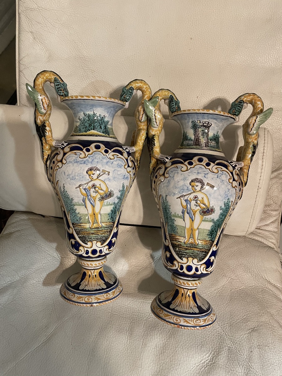 Pair Of Amphora Vases By Antoine Montagnon -photo-4