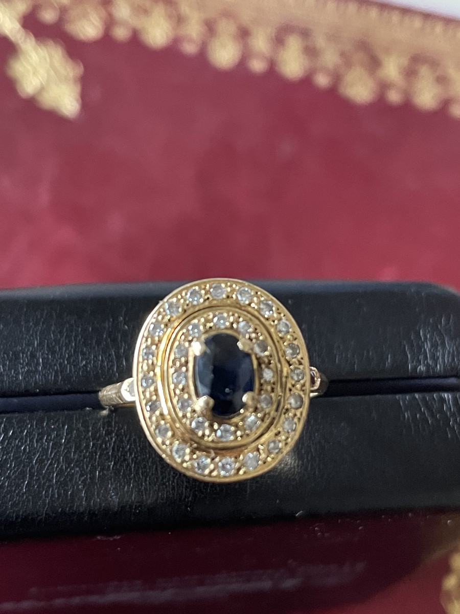 Gold, Sapphire, And Diamond Ring 