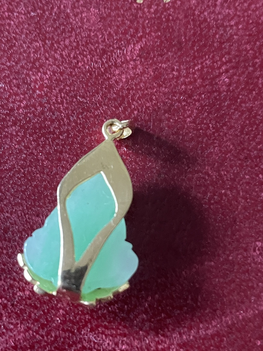Pendentif porte bonheur or et jade Boudha -photo-3