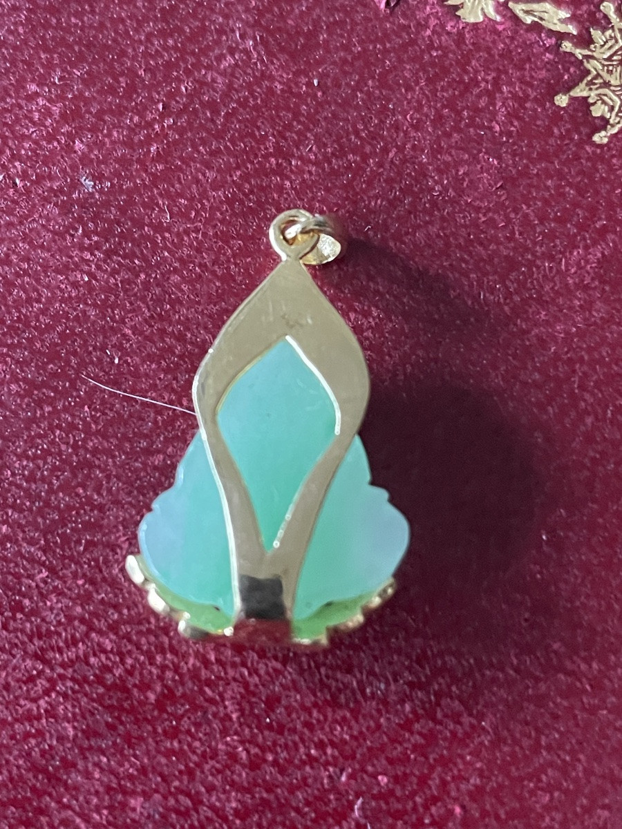 Pendentif porte bonheur or et jade Boudha -photo-3