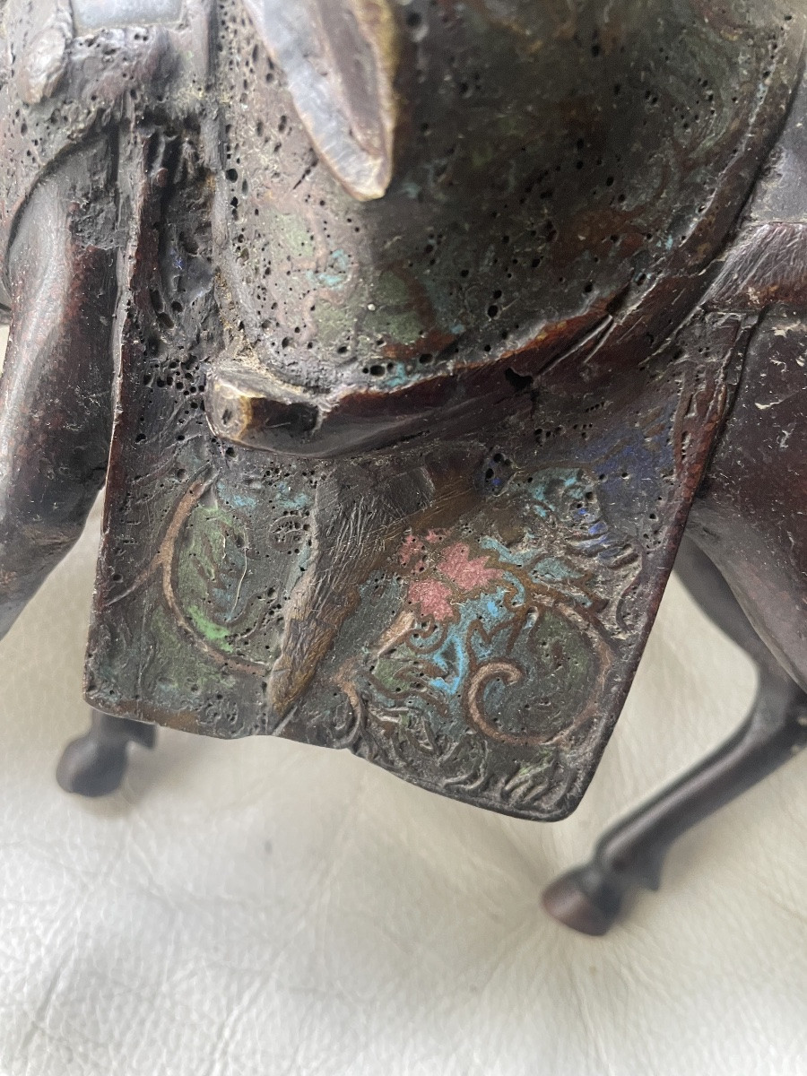 Bronze cloisonné de Toba et sa mule -photo-2