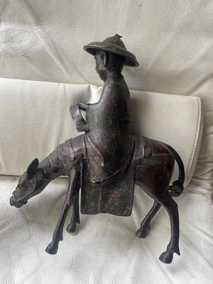 Bronze cloisonné de Toba et sa mule -photo-1
