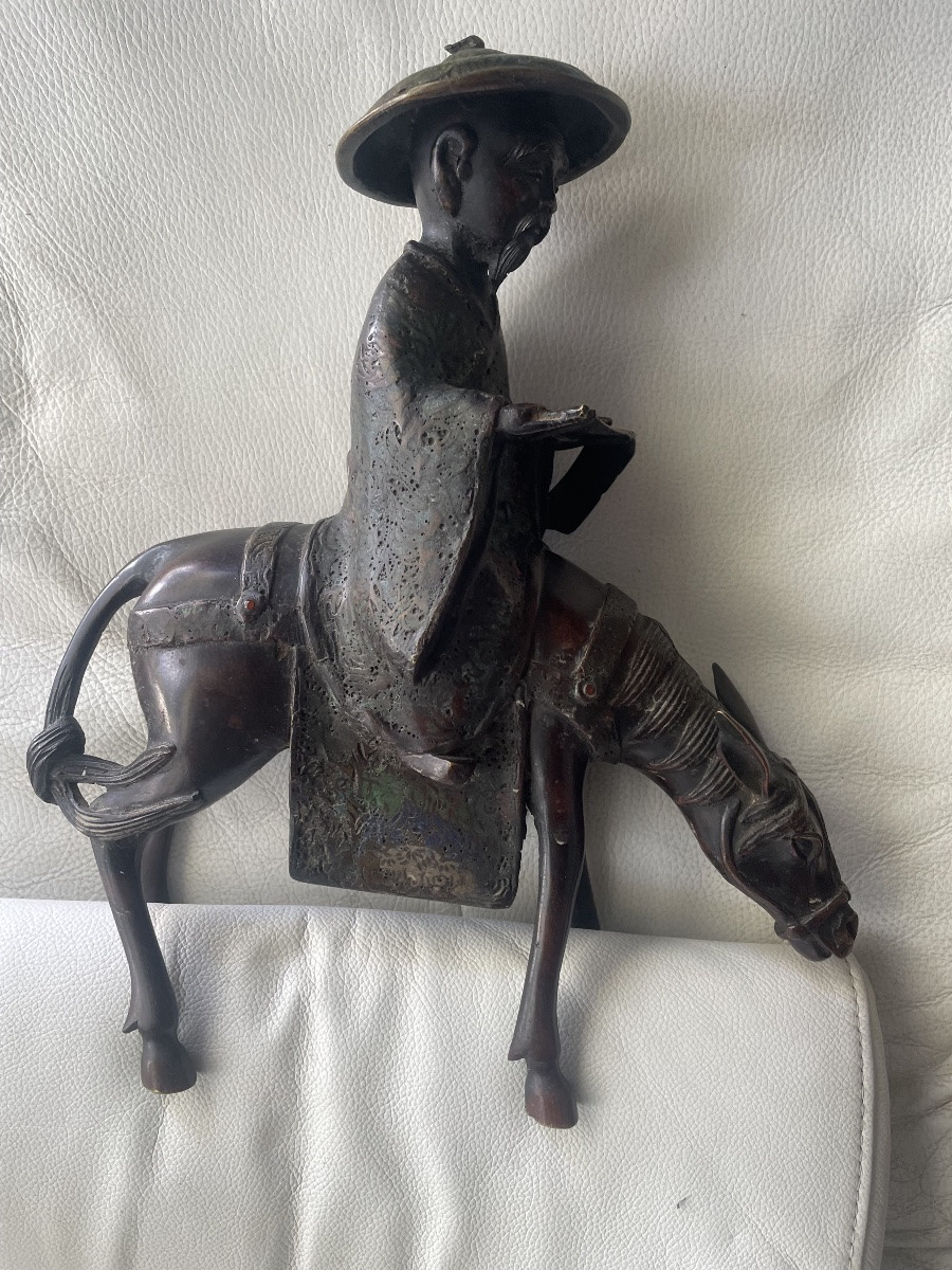 Bronze cloisonné de Toba et sa mule -photo-3