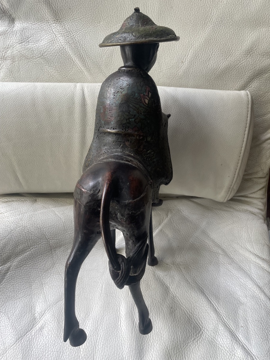 Bronze cloisonné de Toba et sa mule -photo-6