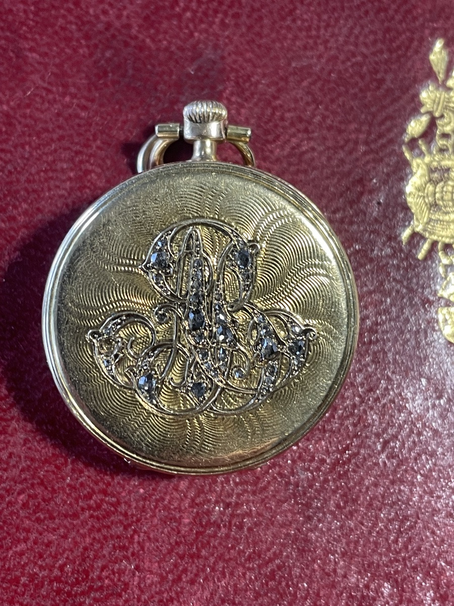 Gousset de dame or et diamants roses -photo-4