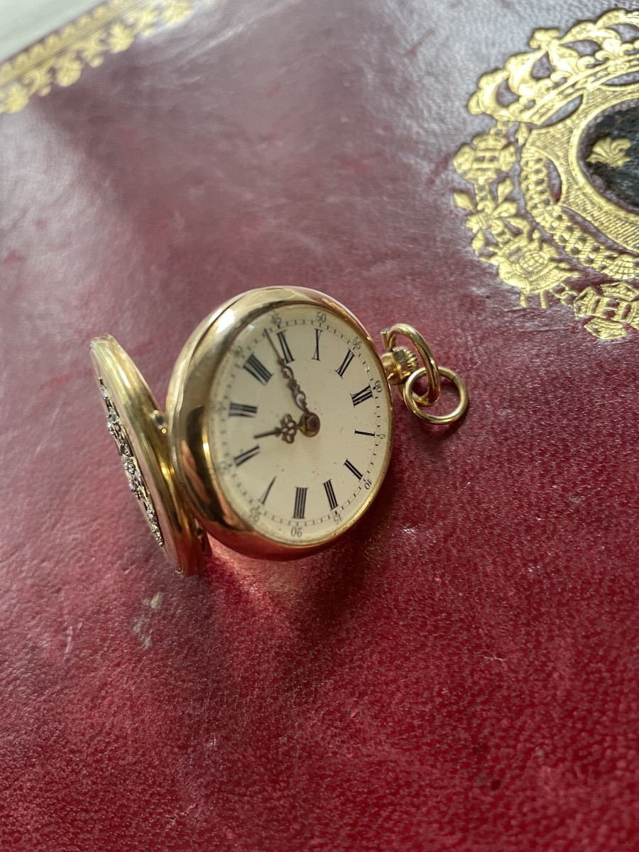 Gousset de dame or et diamants roses -photo-7