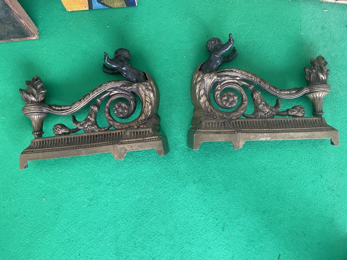 Chenets bronze  aux angelots -photo-3