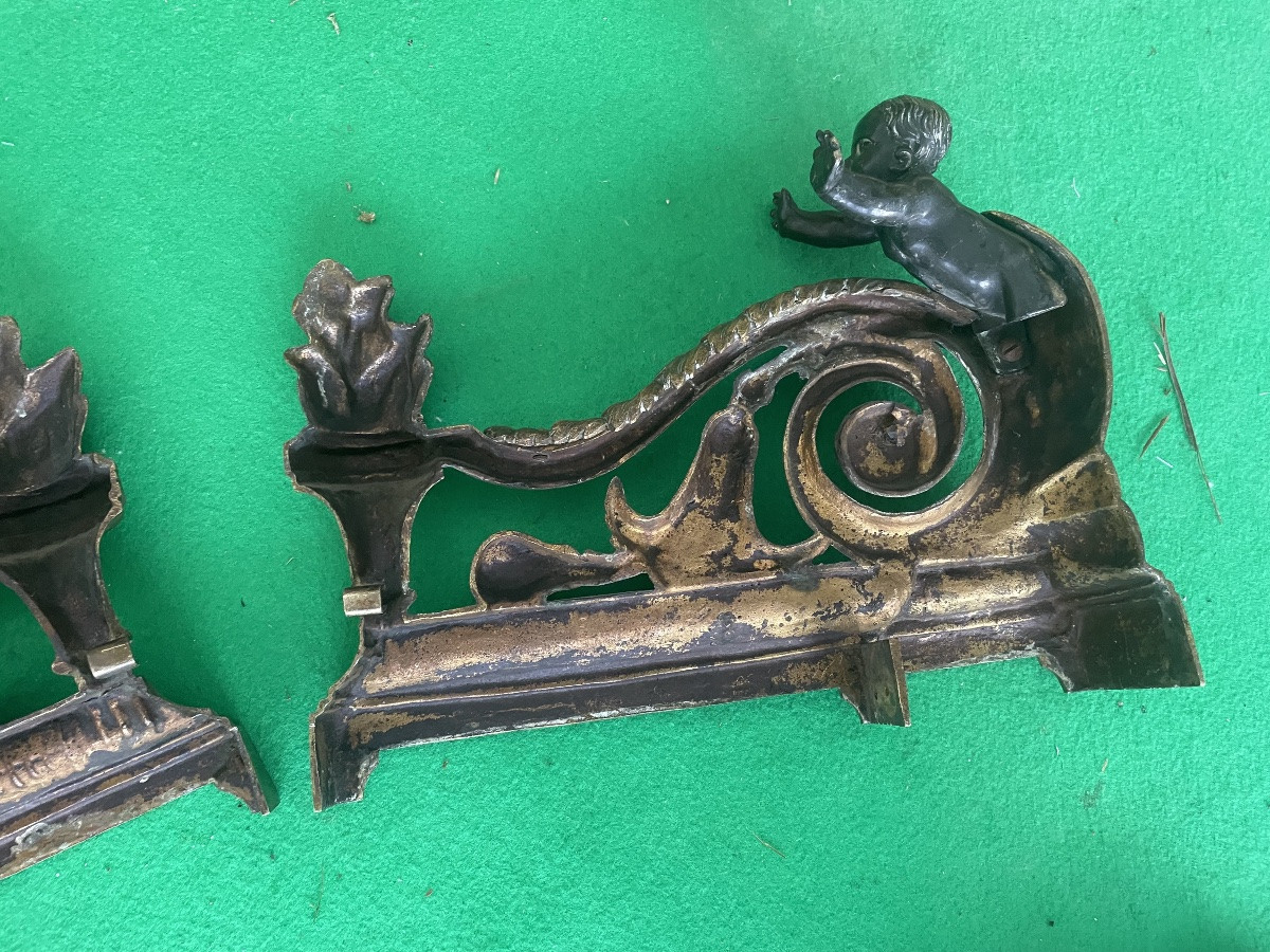 Chenets bronze  aux angelots -photo-7