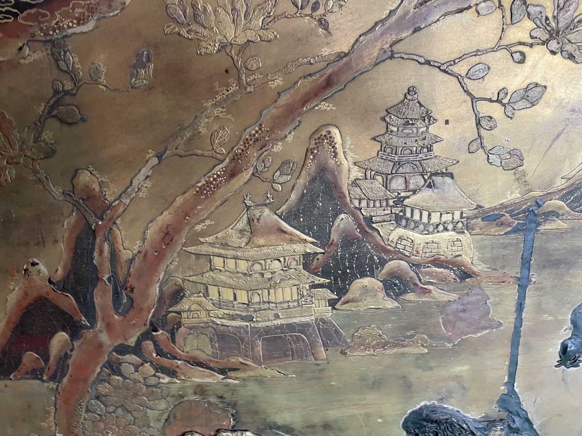 Panneau  en laque japon la rizière -photo-3