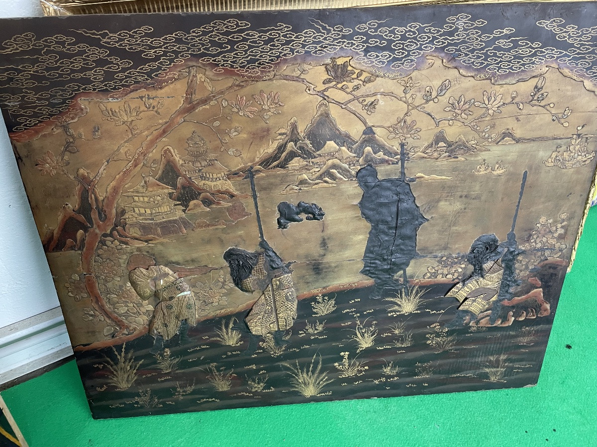 Panneau  en laque japon la rizière -photo-3