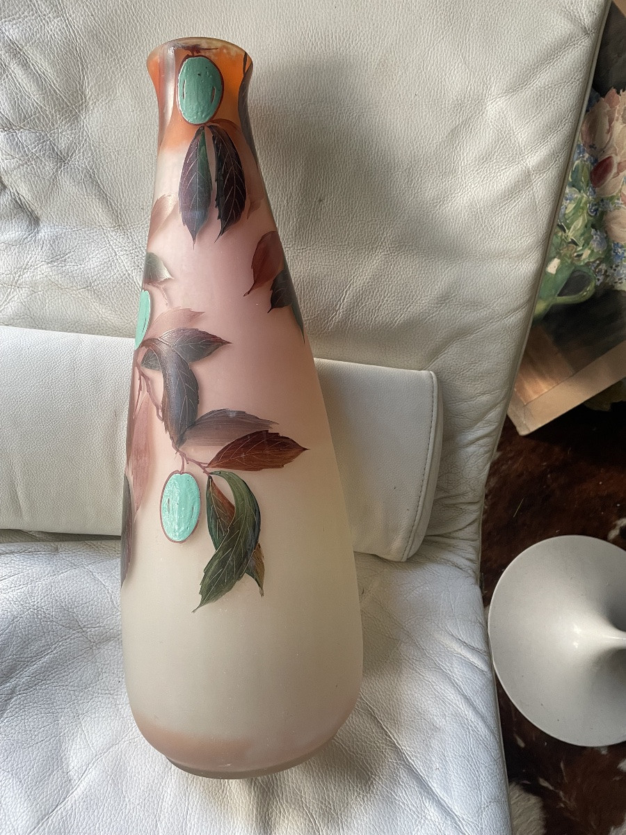 Enamelled Glass Vase With Plums -photo-3