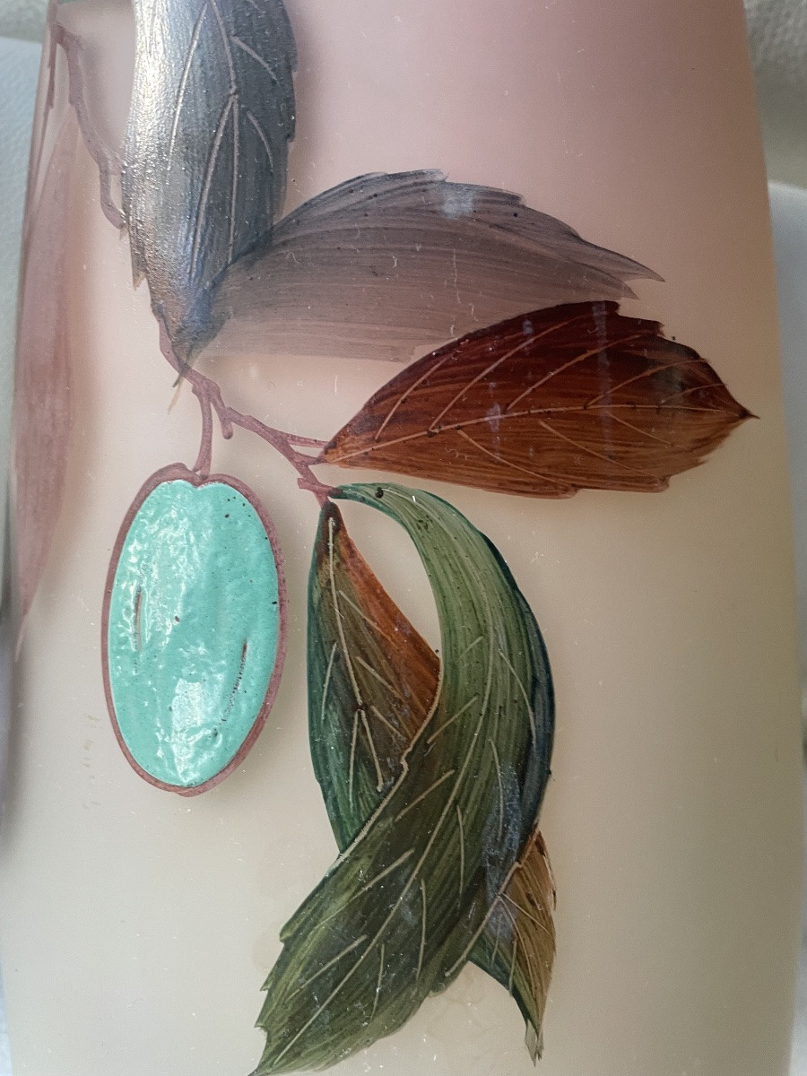 Enamelled Glass Vase With Plums -photo-4