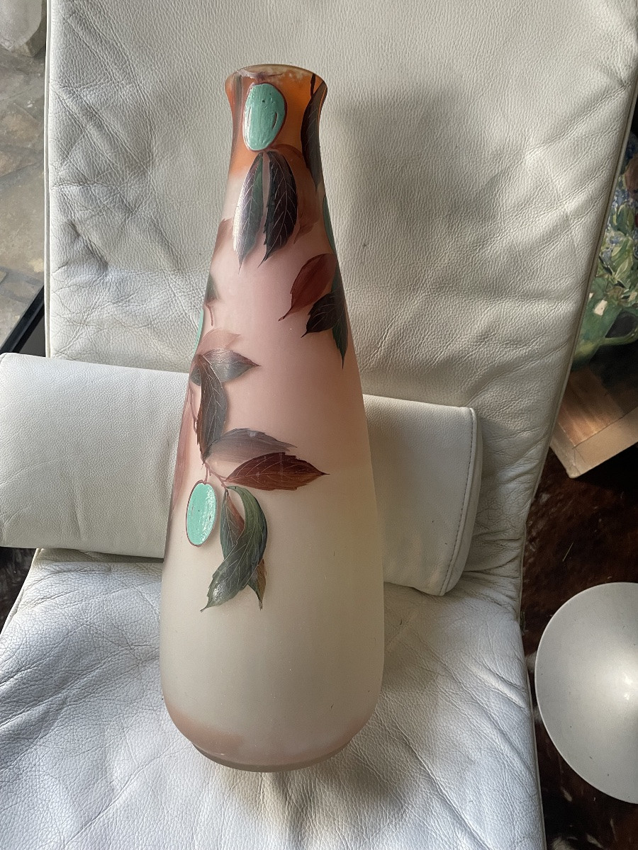 Enamelled Glass Vase With Plums -photo-4