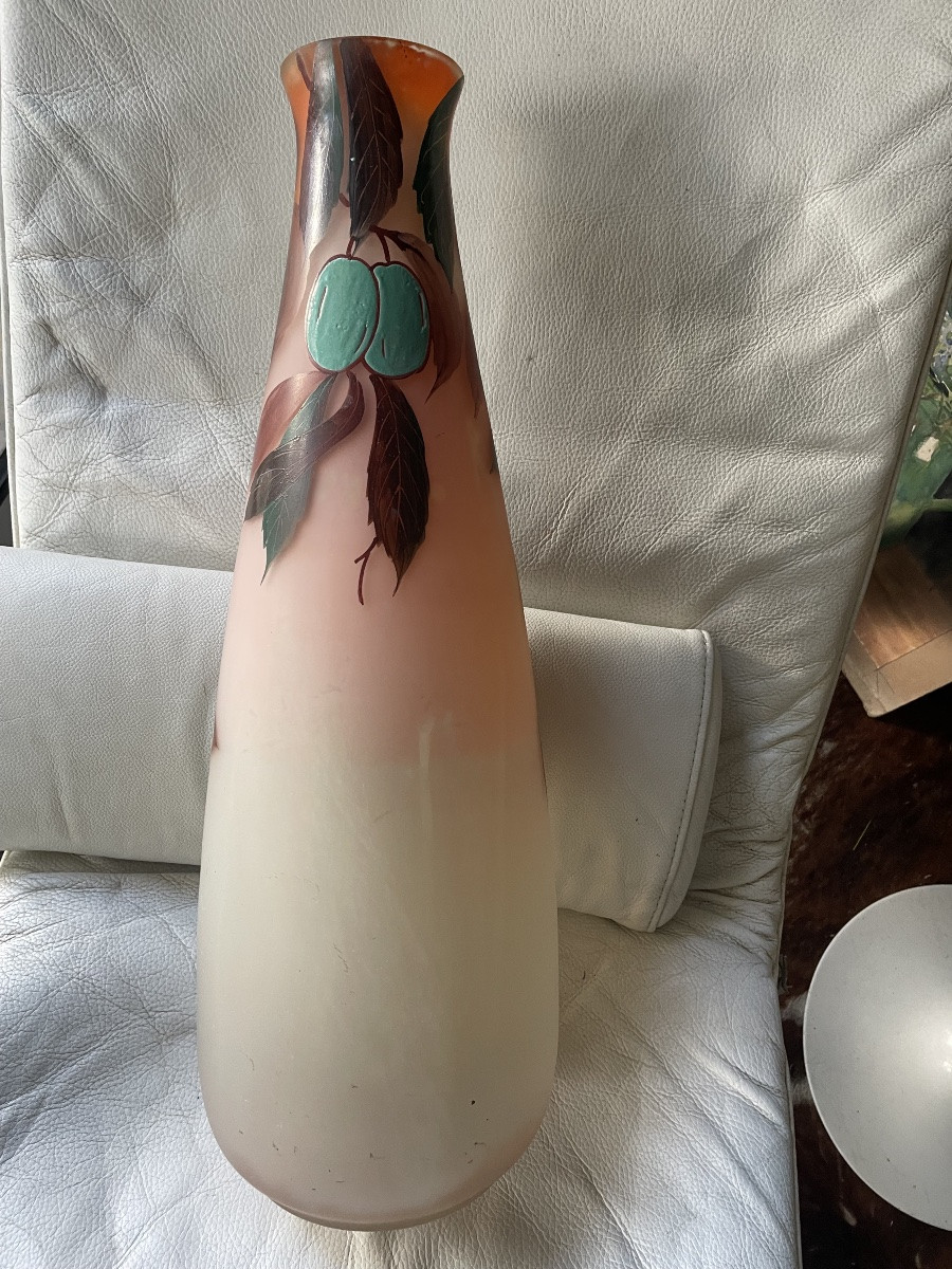 Enamelled Glass Vase With Plums -photo-6