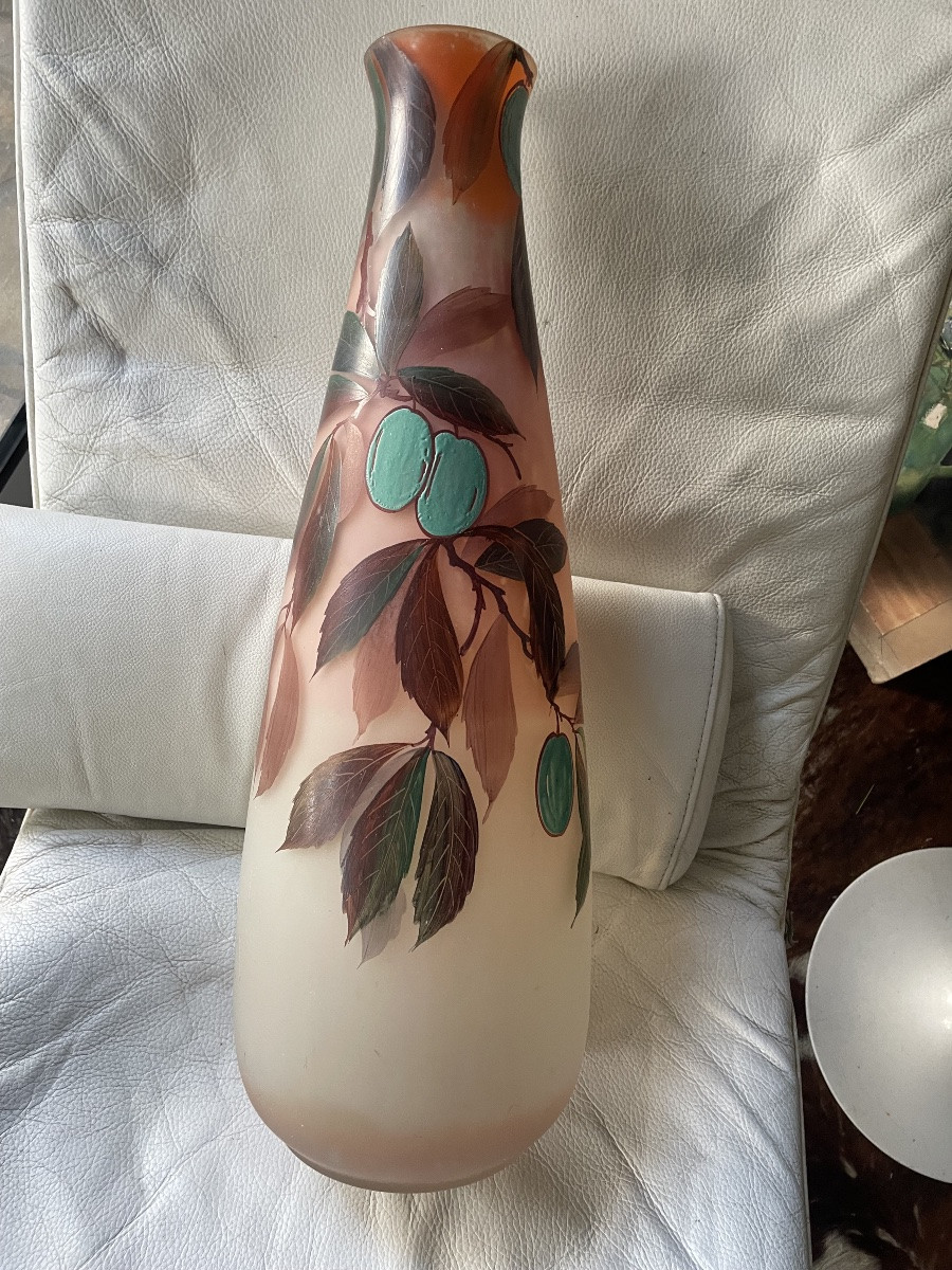 Enamelled Glass Vase With Plums -photo-7