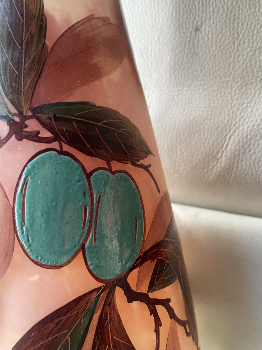 Enamelled Glass Vase With Plums -photo-8