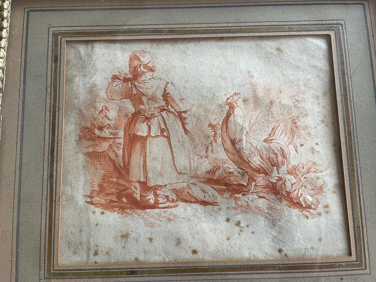 Dessin Sanguine XVIII eme la basse cour -photo-3