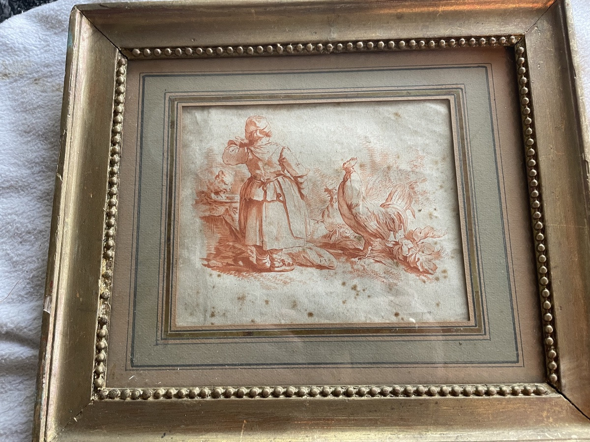 Dessin Sanguine XVIII eme la basse cour -photo-4