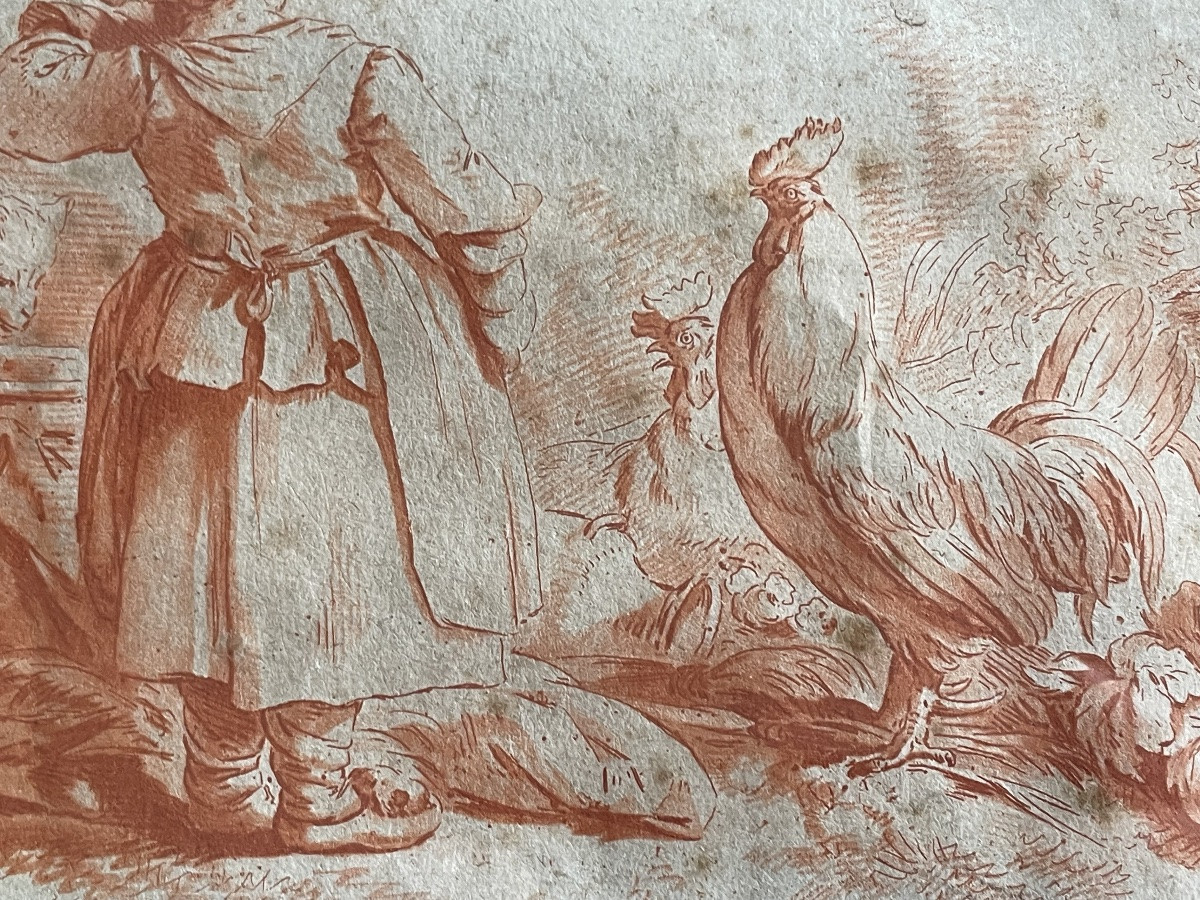 Dessin Sanguine XVIII eme la basse cour -photo-3