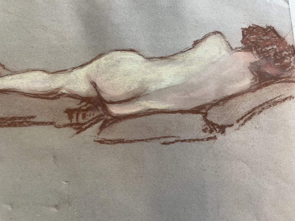 Dessin pastel Nue allongé de Pierre Ribera -photo-1