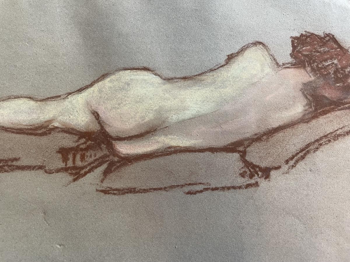 Dessin pastel Nue allongé de Pierre Ribera -photo-3